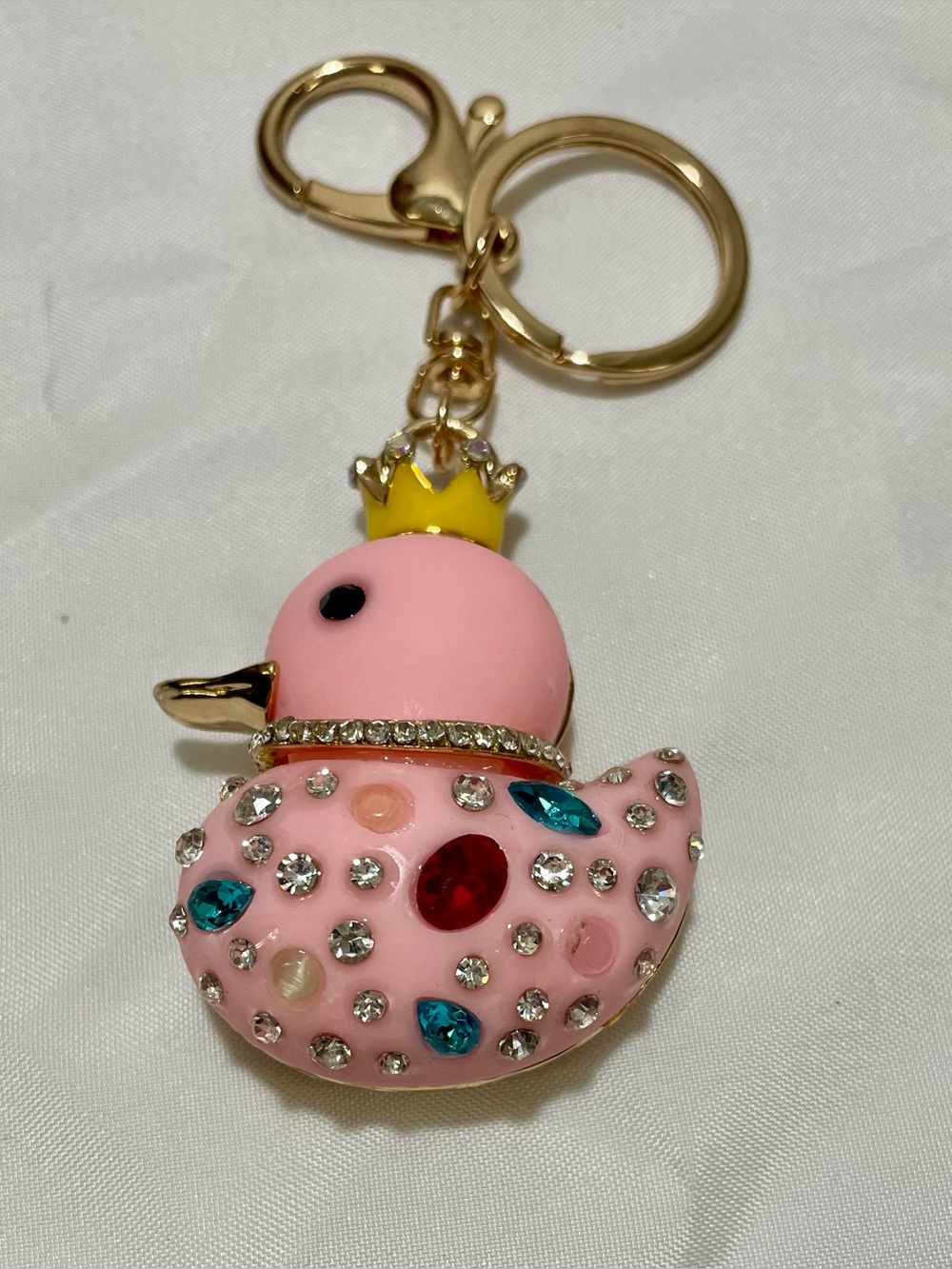 Bag Charm - Embellished Pink Duck with Crown and Jewels, NWOT